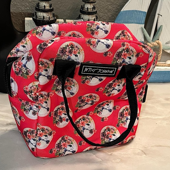 Betsey Johnson Handbags - Betsey Johnson Red Floral Women's lunch kit bag 10x10in